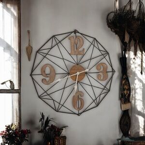 Large Geometric Black and Brown Wall Clock